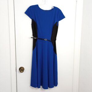 Jessica Howard Royal Blue & Black Color Block Career Dress NWOT